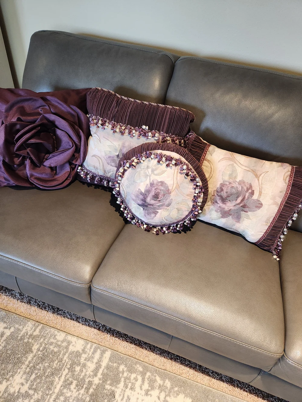 Home Accents Purple Floral Decorative Pillow Set by Crocell